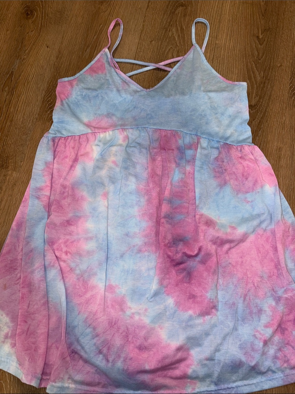 OFFERS OPEN! Women’s large 8-10 dress Pink Light Blue Tie-Dye Spaghetti Strap